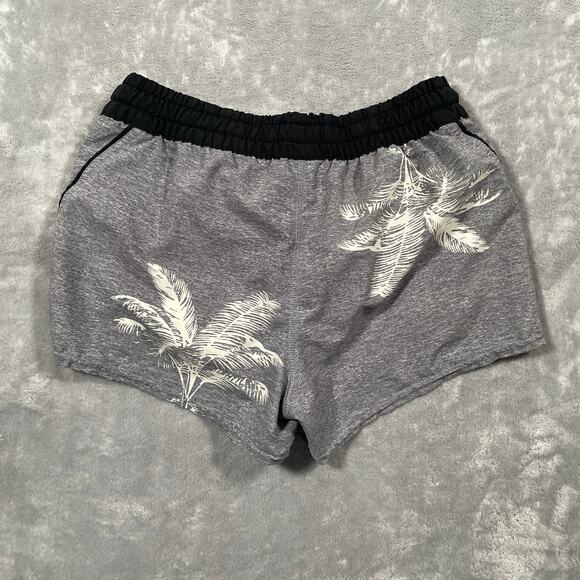 Vuori Clementine Shorts Small Grey Lined Palm Trees Activewear Running Workout - Picture 2 of 11